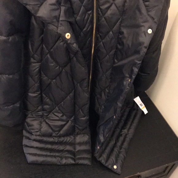 Jessica Simpson Black Quilted Layered Hooded Puffer Coat